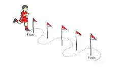 Boy running through slalom flags