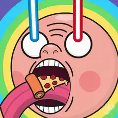 Rainbow background pizza eating face