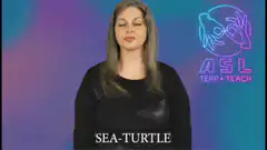 Woman signing sea turtle in ASL