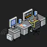 Pixel art office worker at desk
