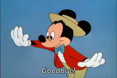Mickey Mouse waving goodbye
