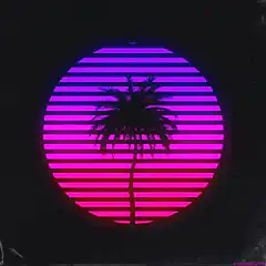 Synthwave palm tree sunset