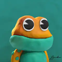 Claymation frog with big eyes