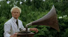 Doc Brown with gramophone