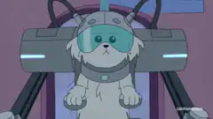 Robot dog in a machine