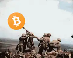 Iwo Jima flag raising with Bitcoin logo