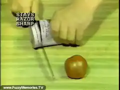 Razor sharp knife cuts tomato