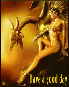 Dragon and woman have a good day