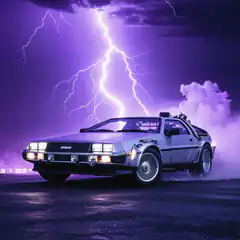 DeLorean time machine with lightning