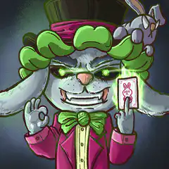 Evil magician rabbit with glowing eyes