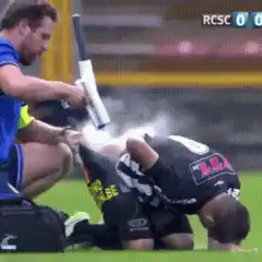 Soccer player gets icing on leg