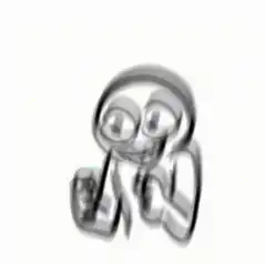 Grinning cartoon character rubbing hands