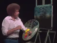 Bob Ross painting with palette