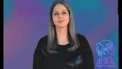 Woman signing ASL against gradient background