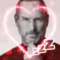 Steve Jobs sleeping in a heart