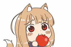 Chibi anime girl eating apple