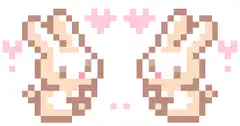pixel art bunnies with hearts