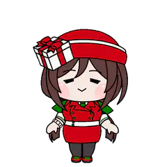 Chibi girl in red uniform with gift hat