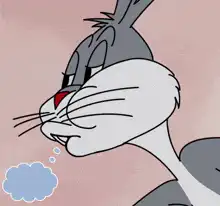 Bugs Bunny thinking Fuck then No