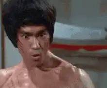 Bruce Lee surprised then kicks