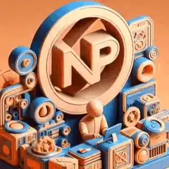 NP logo with tiny person working