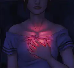 Glowing heart hand on chest