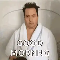 Man spills coffee on himself good morning