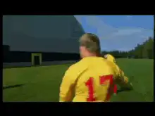 Football player in yellow jersey 17
