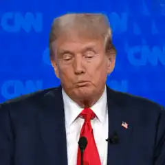 Donald Trump purses lips and looks up
