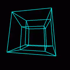 Rotating cyan wireframe cube