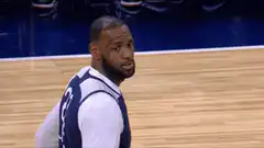 LeBron James shaking head and pointing