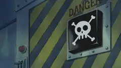 Franky touches the danger sign
