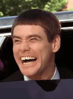Jim Carrey laughing in a car