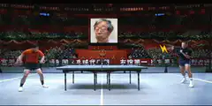 table tennis match with floating head