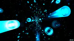 Blue light beams and particles in space