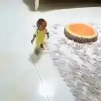 Baby doll walking on floor