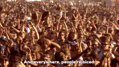 Crowd of people rejoicing