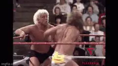 Wrestler gets punched and falls