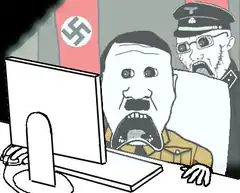 Hitler shocked at computer screen