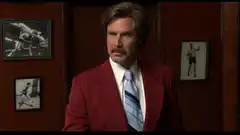 Ron Burgundy blows a conch shell