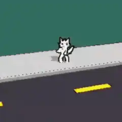 cat gets crushed by red blocks