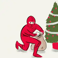 Ninja stealing Christmas tree