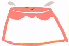 blushing pink pudding character