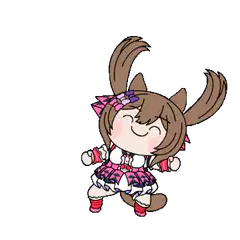 Chibi cat girl dancing happily