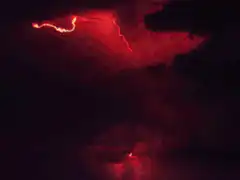 Red lightning bolt strikes