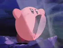 Kirby yawning and spitting