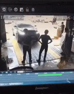 Two men knocked over by car