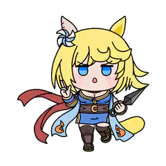 Chibi character with cat ears holding a dagger