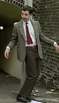 Mr. Bean balancing on a piece of paper