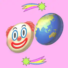Clown and Earth with Shooting Stars
